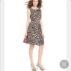Tahari by ASL Abstract-Print Pleated Dress